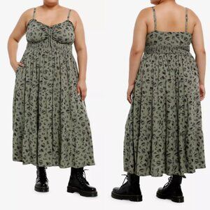 NWT Hot Topic 2 Thorn & Fable Green Mushroom Frog Tea Midaxi Dress 2X 18 20